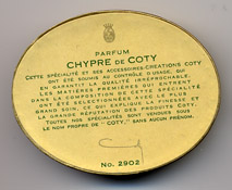 Detail of bottom of box for Coty's Chypre perfume